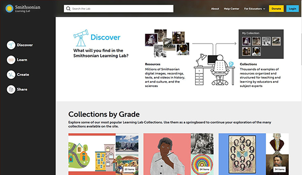 Smithsonian Learning Lab collection browsing interface